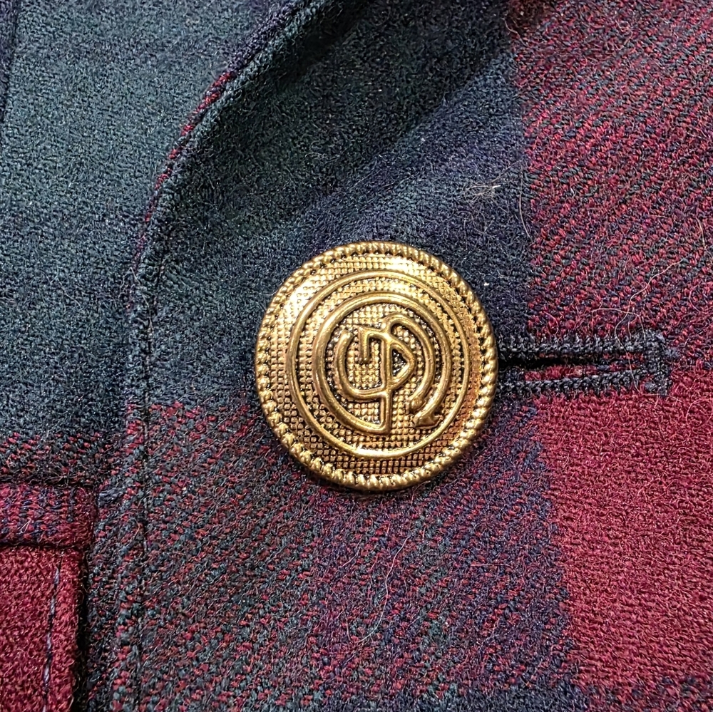 Vintage Giorgio Sant’Angelo Plaid 100% Wool Double Breasted Blazer Old Money. 10 - Picture 5 of 11